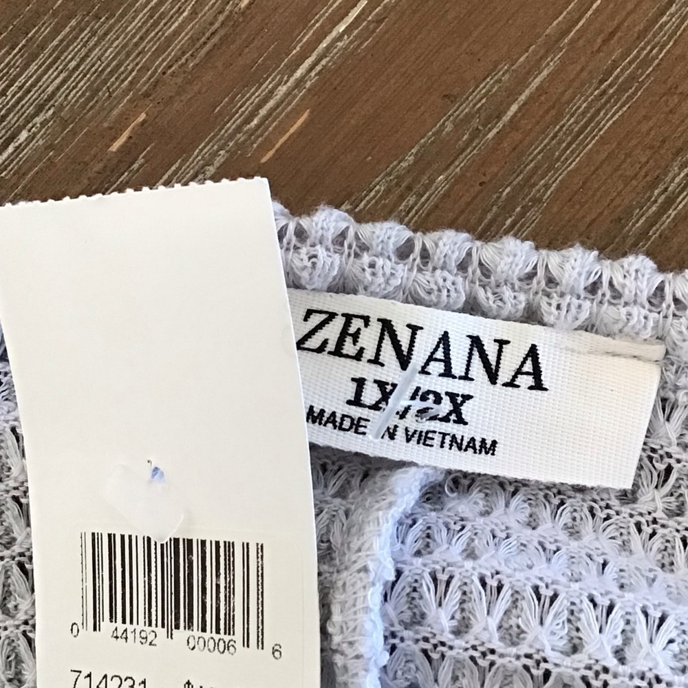 Zenana Womens Lt. Gray 3/4 Sleeve V-Neck Hi-Low Hem Jacquard Sweater Size 1X/2X - Picture 6 of 7